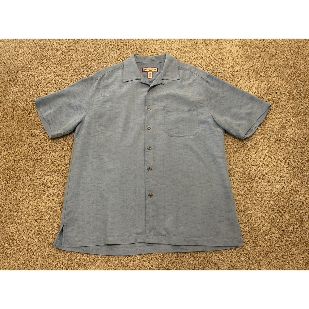 Caribbean Joe Men's Blue Short Sleeve Button Up Tropical Hawaiian Shirt Size L - Picture 2 of 5